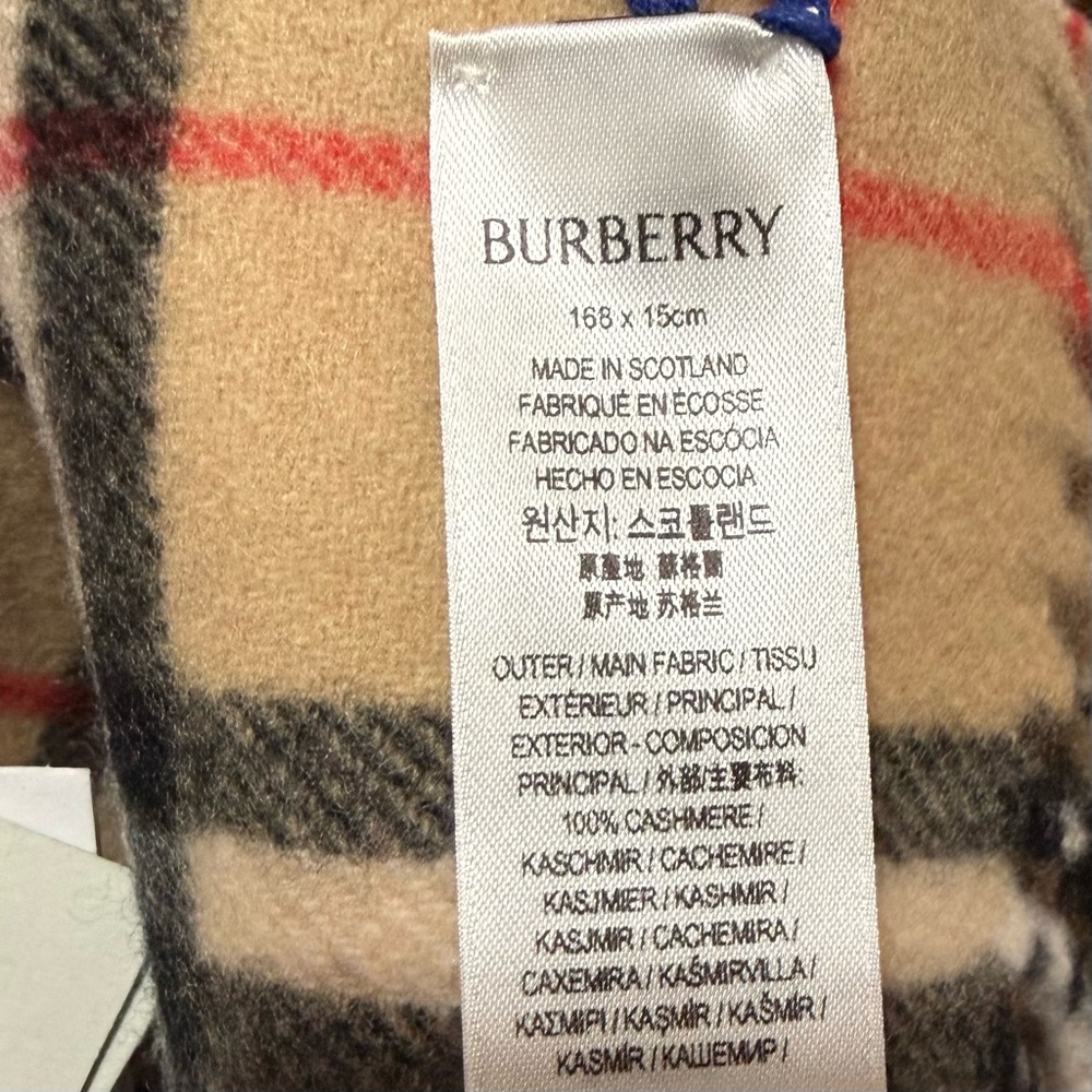 BURBERRY Narrow Check Cashmere Scarf - Picture 3 of 5